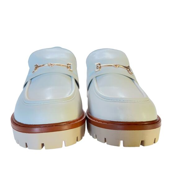 ZBY Loafers Womens Size 11 Cream Oxford Lug Sole Platform Chunky Heel Round Toe - Picture 4 of 12